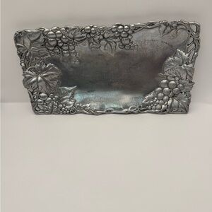 1996 Arthur Court Rectangle Serving Tray Dish 11 1/2 x 6" Grape Leaves Design
